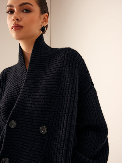 Cecelia | Ribbed Lapel Button Knit Jacket