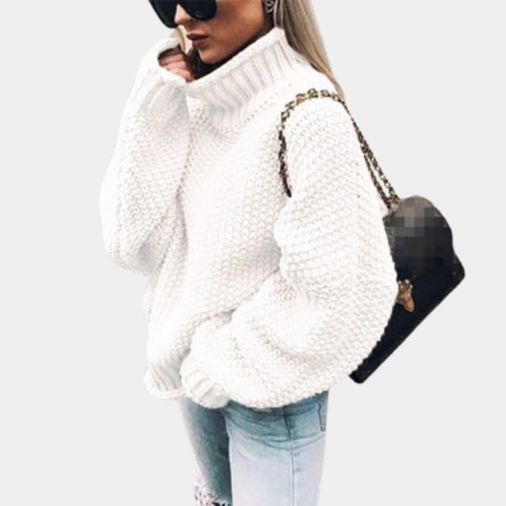 Cozy Women's Large Turtleneck Wool Sweater - BritishElegance