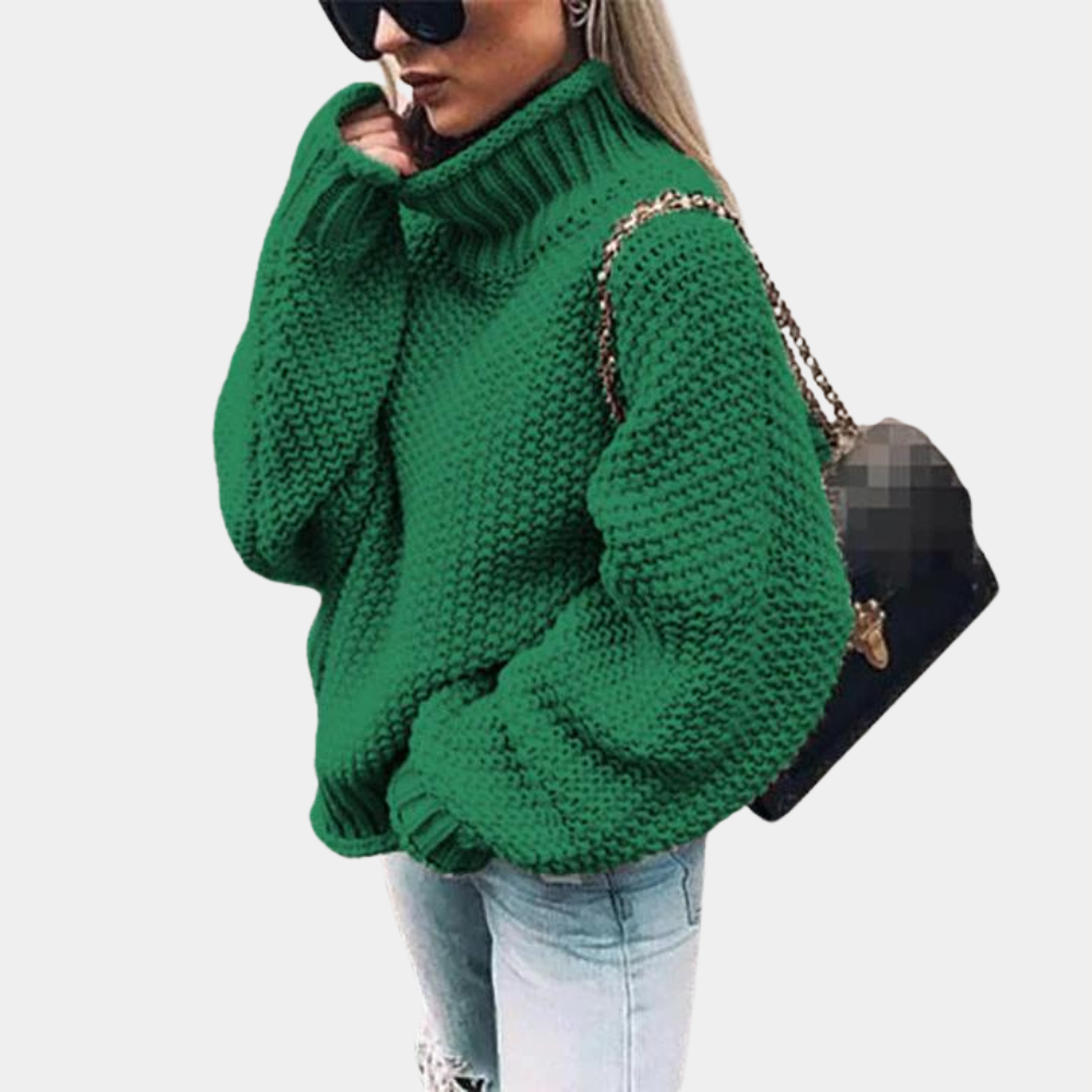 Cozy Women's Large Turtleneck Wool Sweater