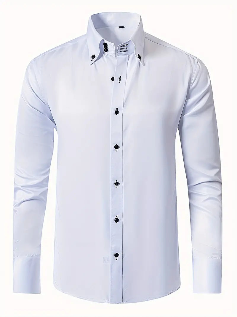 Classic Mens Dress Shirt with Buttons - BritishElegance