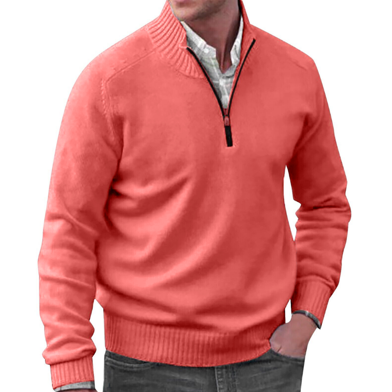 Men’s Quarter Zip High Collar Knit Sweater