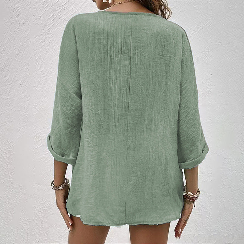 Rosanne Casual Button-Up Blouse | Lightweight & Breathable