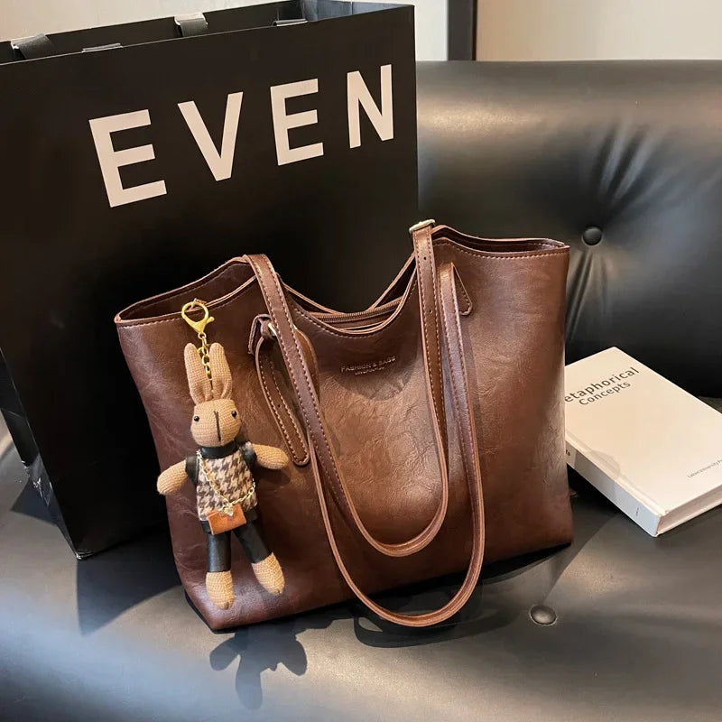 RusticCharm | Stylish Spacious Vegan Leather Tote Bag for Everyday Use