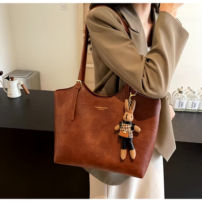 RusticCharm | Stylish Spacious Vegan Leather Tote Bag for Everyday Use