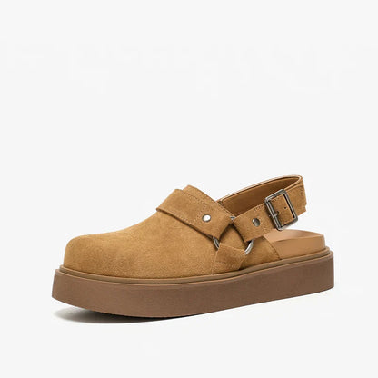 Luxury Suede Sandals with Metal Buckle Detail