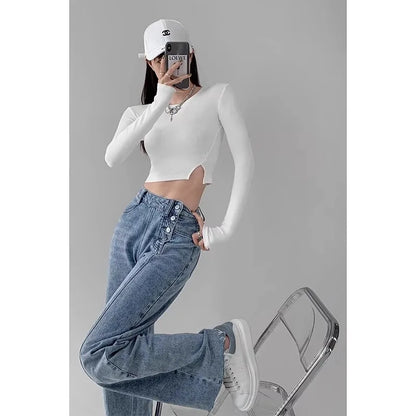 Classic Comfortable High Waist Women's Straight Leg Jeans