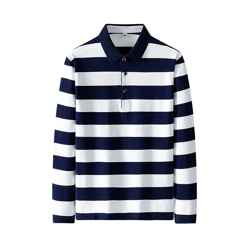 Classic Men's Striped Polo Cotton Shirt