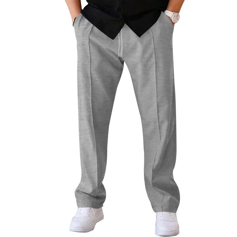 Comfortable Fit Straight Leg Pants with Elastic Waist