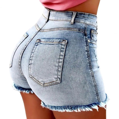 Distressed High Waist Jean Shorts for Women