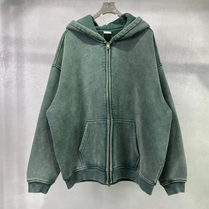 Fashionable Distressed Full Zip Street Hoodie - BritishElegance