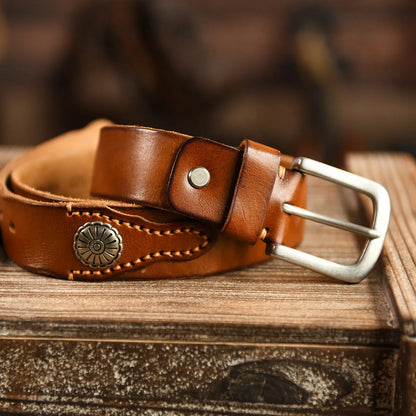 Classic Leather Western Style Belt