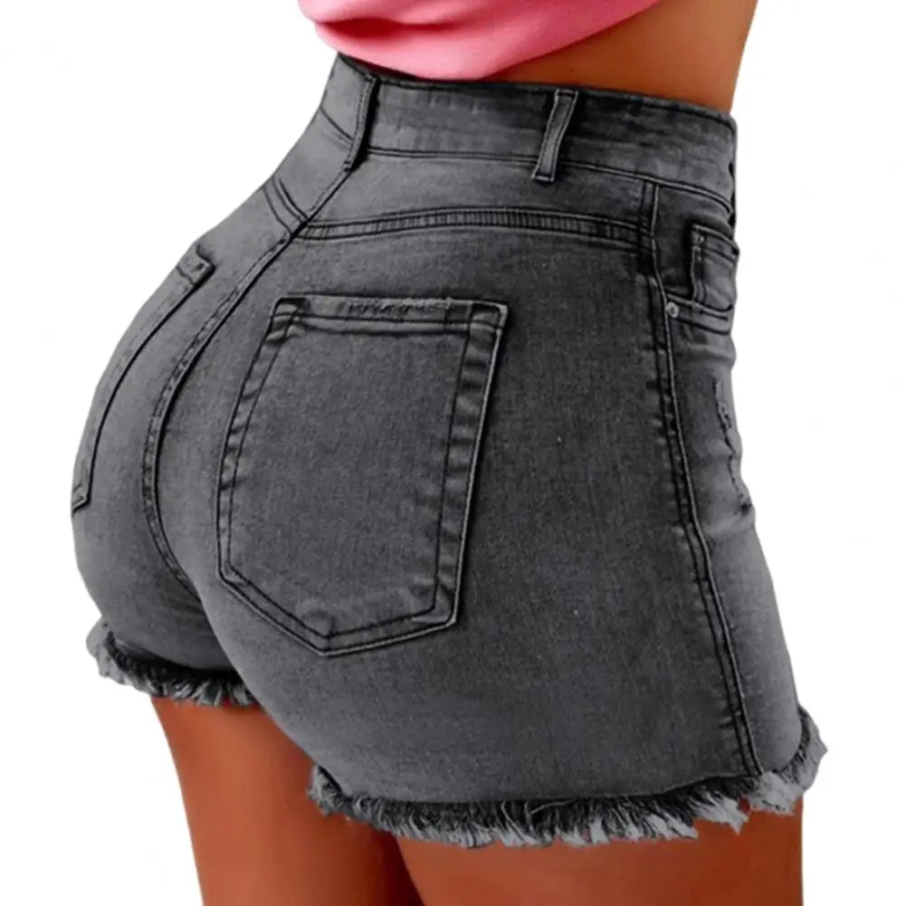 Distressed High Waist Jean Shorts for Women