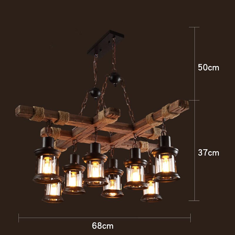 Rustic Metal Wood LED Ceiling Lamp