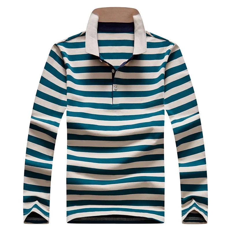 Classic Men's Striped Polo Cotton Shirt
