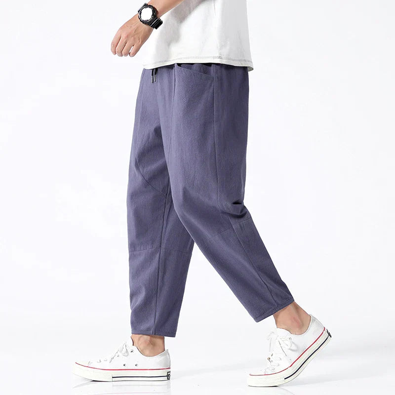 Comfortable Fit Casual Pants with Elastic Waistband - BritishElegance