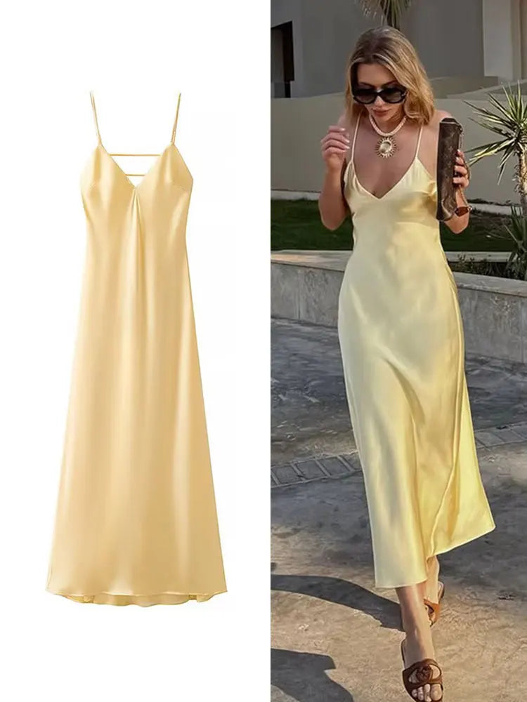V-Neck Maxi Dress - Casual Flowy Summer Dress - BritishElegance