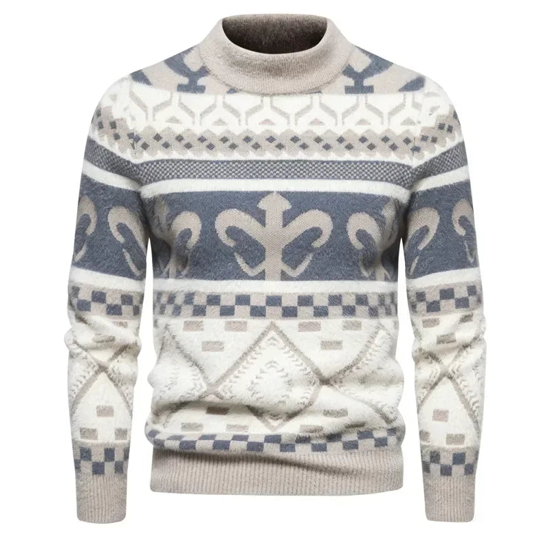 Fake Fur Crew Neck Sweater Men