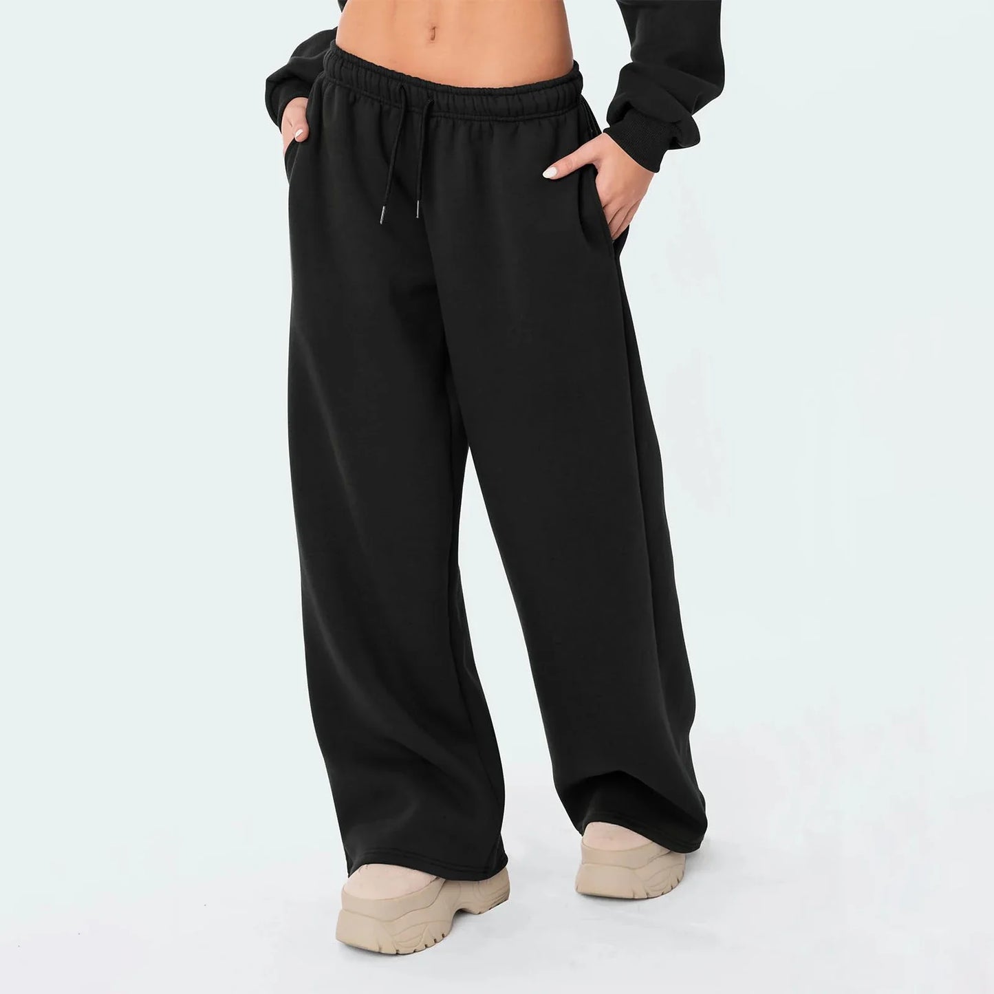 Comfortable Elastic Waist Wide Leg Jogger Pants - BritishElegance