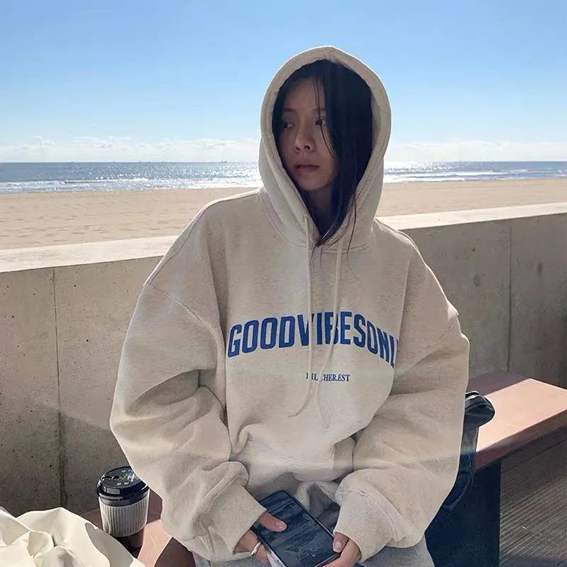 Cozy Women's Oversized Hoodie with Fun Graphic Print - BritishElegance