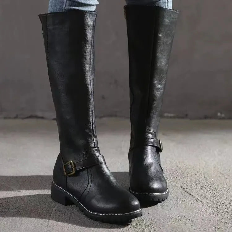 Isla Knee-High Boots | Buckled Lug Sole Boots