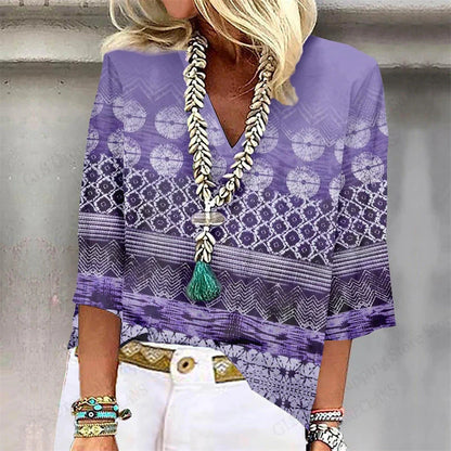 Relaxed Fit Floral V-Neck T-Shirt – Casual Summer Top