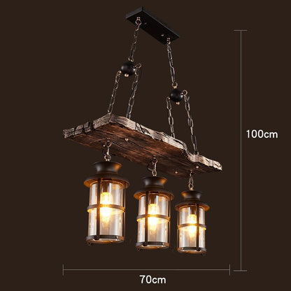 Rustic Metal Wood LED Ceiling Lamp