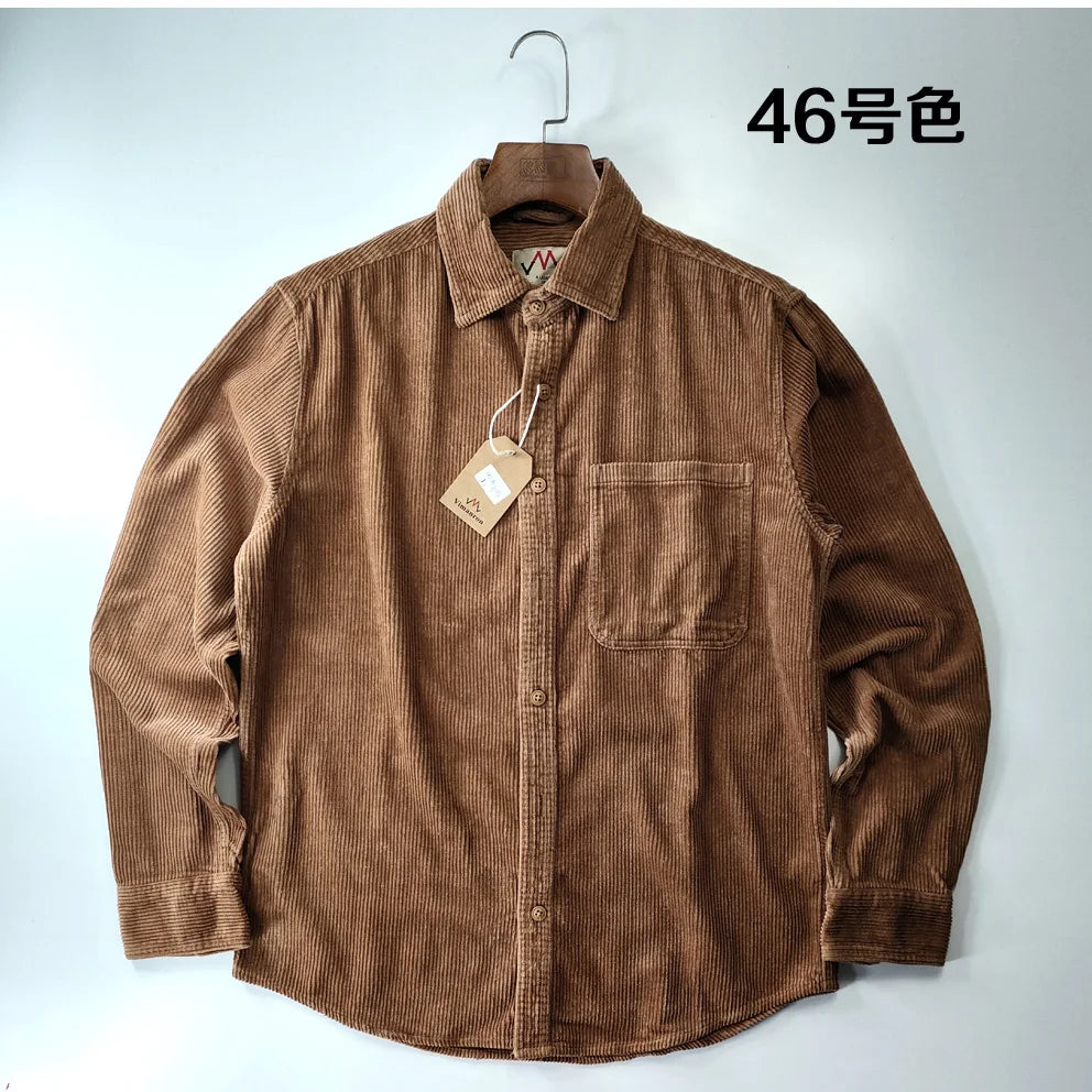 Classic Casual Corduroy Shirt for Men - Cotton Long Sleeve