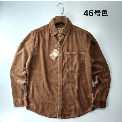 Classic Casual Corduroy Shirt for Men - Cotton Long Sleeve