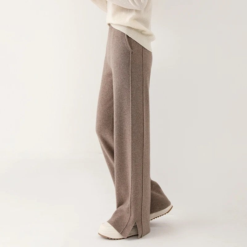 Anna Relaxed Wide-Leg Pants | Solid Full-Length Knit Pants