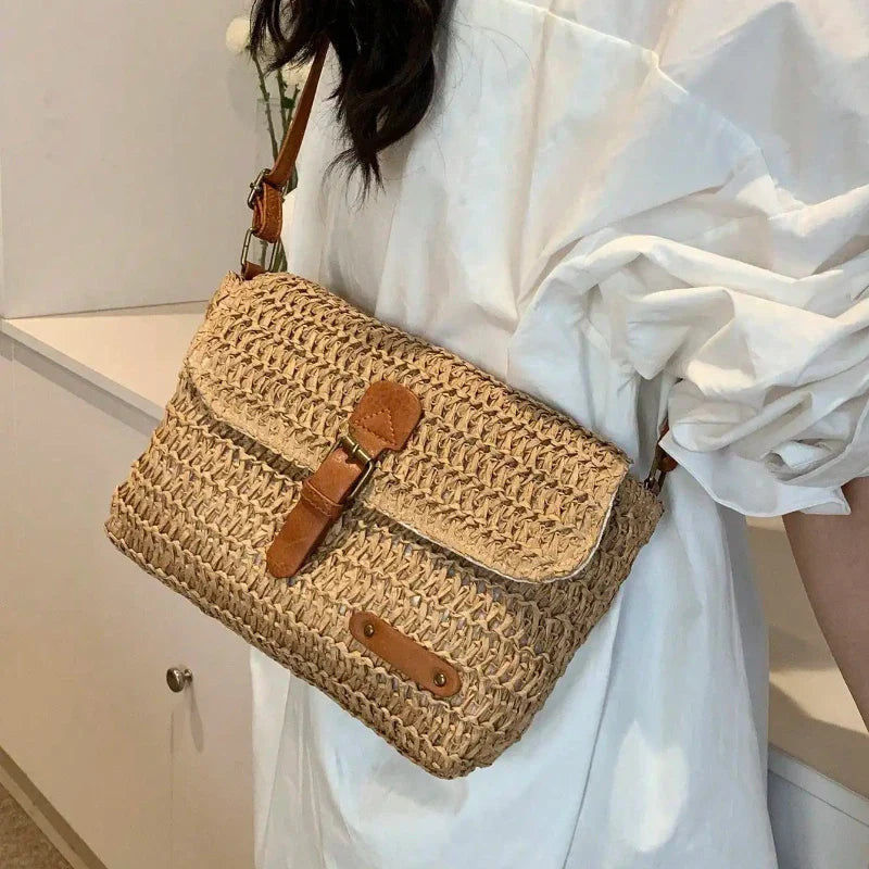 Chic Summer Woven Tote Bag - BritishElegance