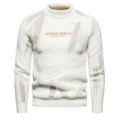 Fake Fur Crew Neck Sweater Men