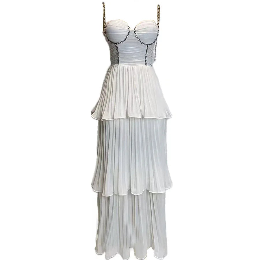 Luxurious V Neck Sleeveless Formal Gown Dress