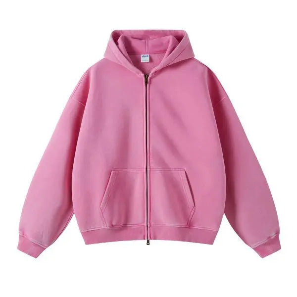 Fashionable Distressed Full Zip Street Hoodie