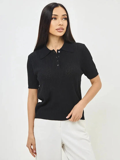 Relaxed Fit Knit Polo Shirt – Casual Summer Tee