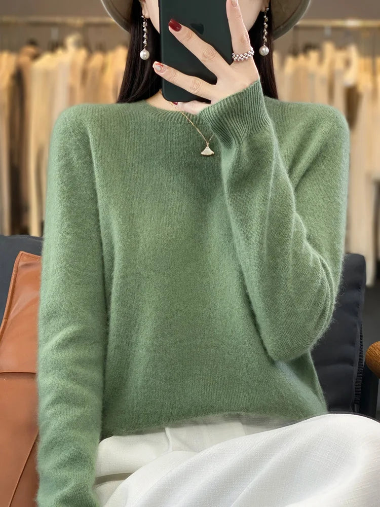 Cozy Women's Crew Neck Merino Wool Sweater