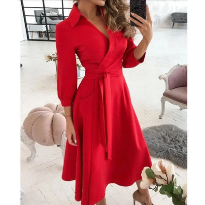 Elegant Long Sleeve Wrap Dress