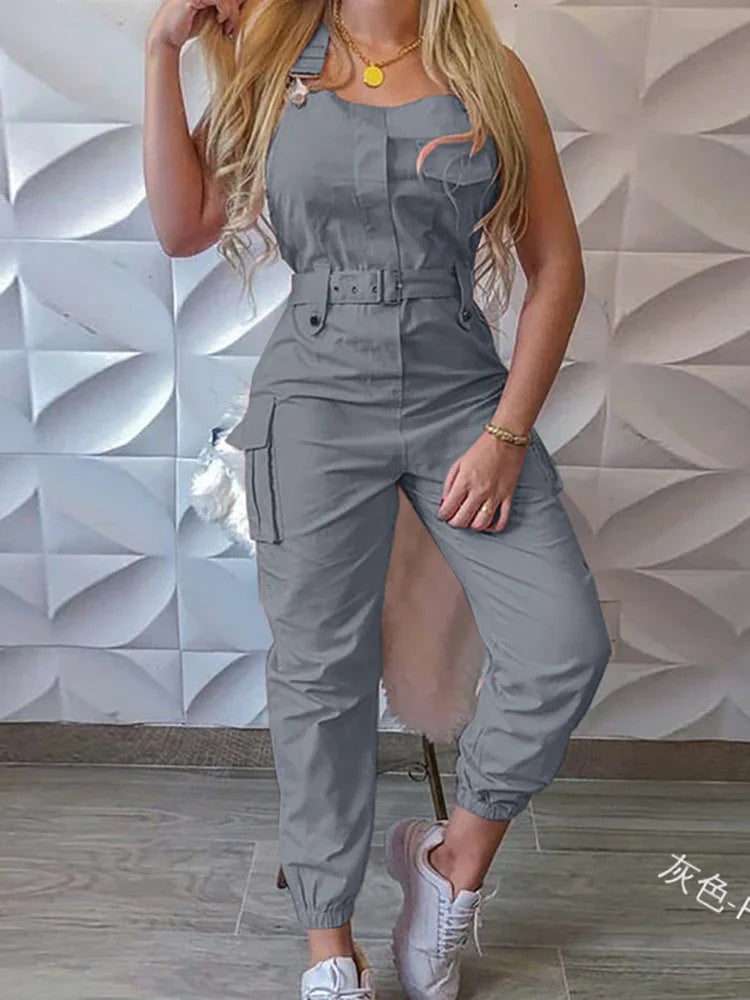Summer Utility Romper with Adjustable Waist