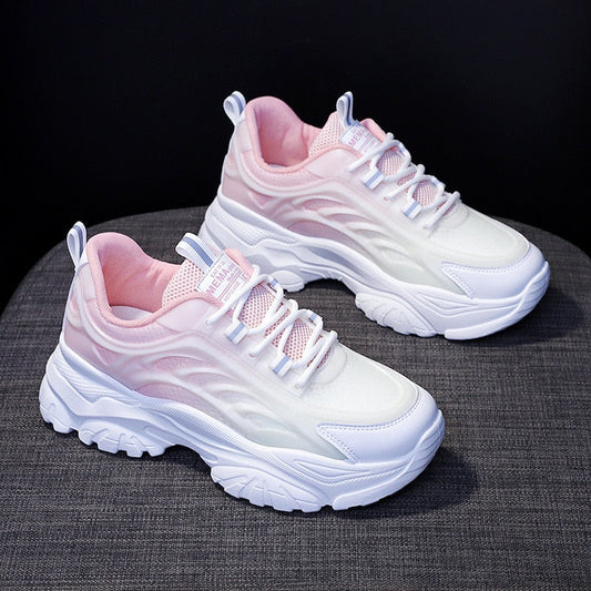 Women's Pretty Pink Lace Sneakers - BritishElegance