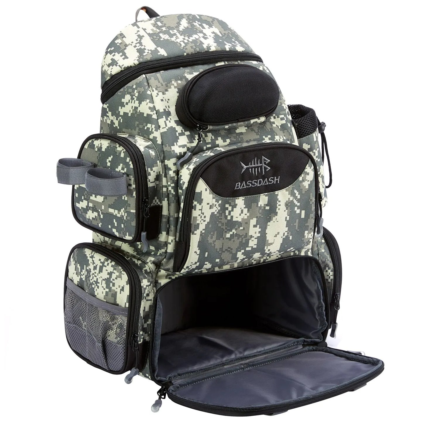 Waterproof Fishing Gear Backpack with Rod Holder & Rain Cover