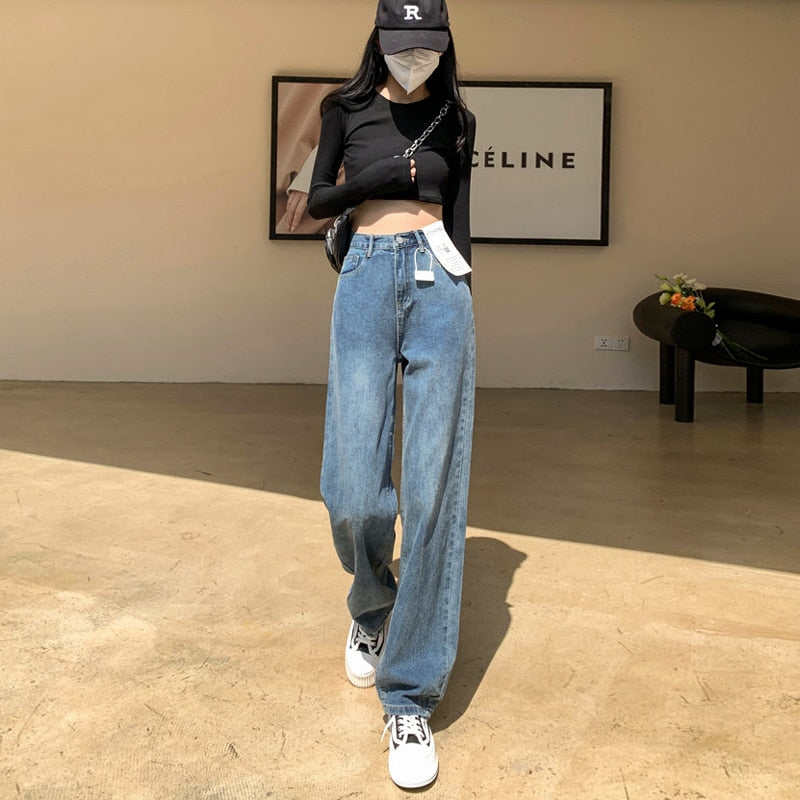 Comfortable High Waisted Wide Leg Jeans for Women