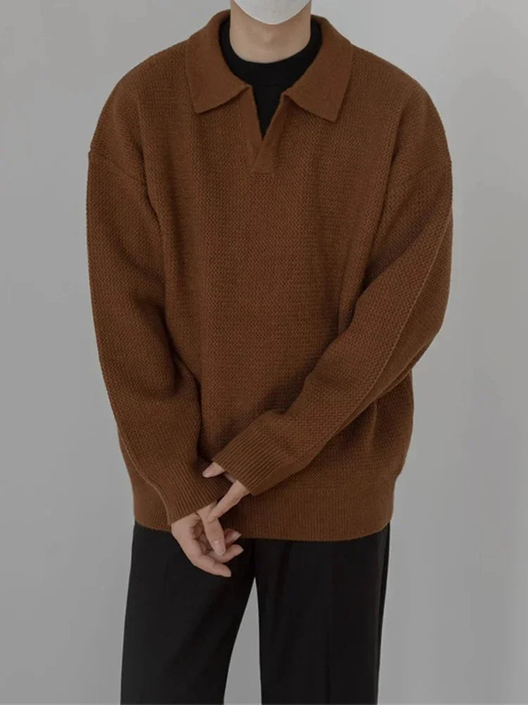 Retro 90s V Neck Crew Neck Men Sweater