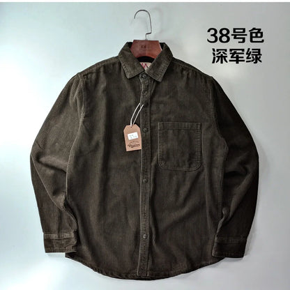 Classic Casual Corduroy Shirt for Men - Cotton Long Sleeve