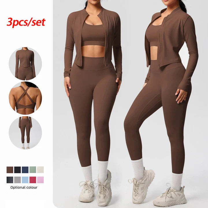 Fitness 3-Piece Sports Outfit for Women - BritishElegance