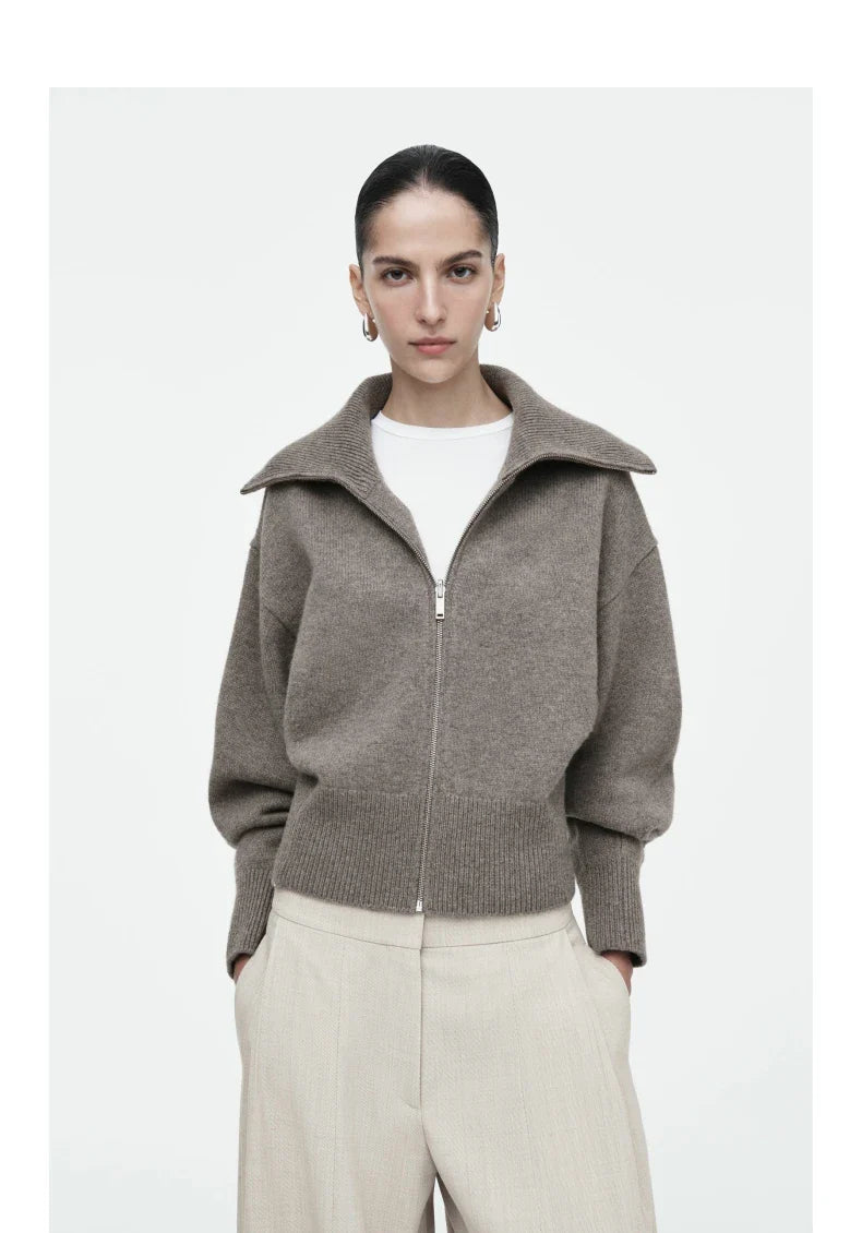 Warm Knitted Women's Bomber Coat