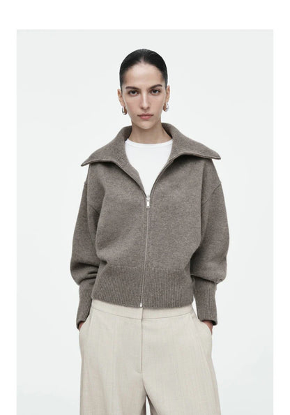 Warm Knitted Women's Bomber Coat