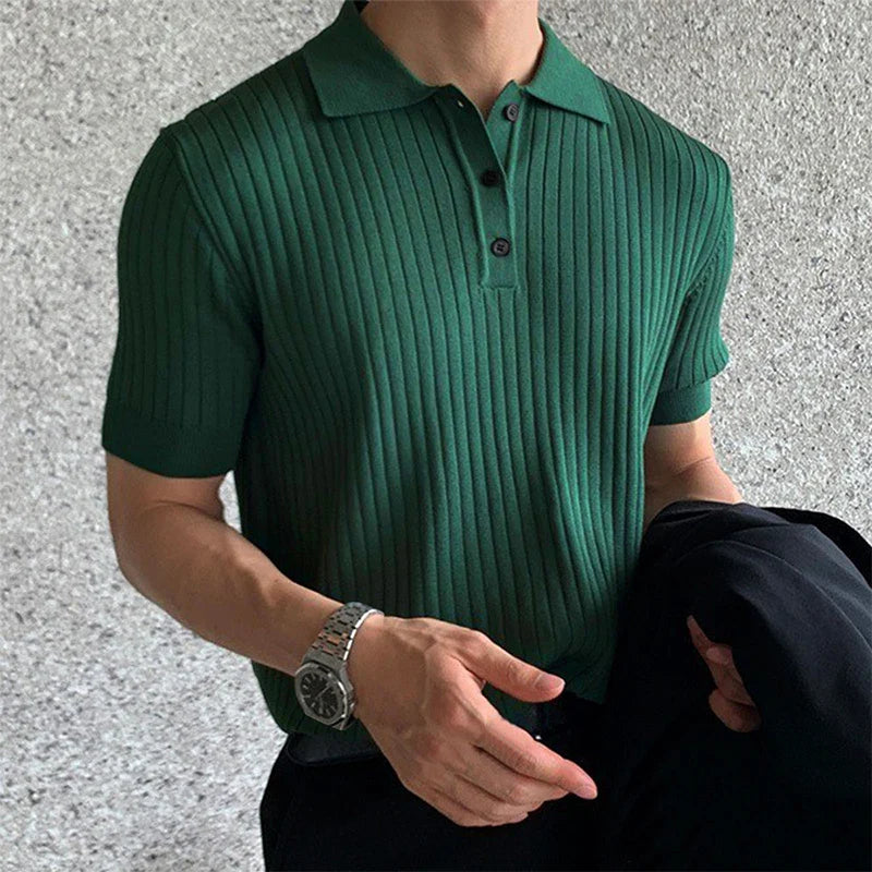 Classic Striped Men's Polo Shirt – Casual Summer Wear - BritishElegance