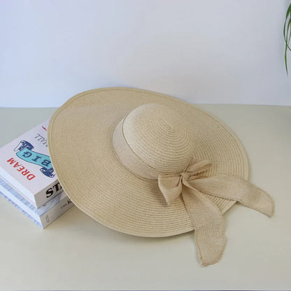 Lightweight Natural Fiber Summer Panama Hat with Ribbon