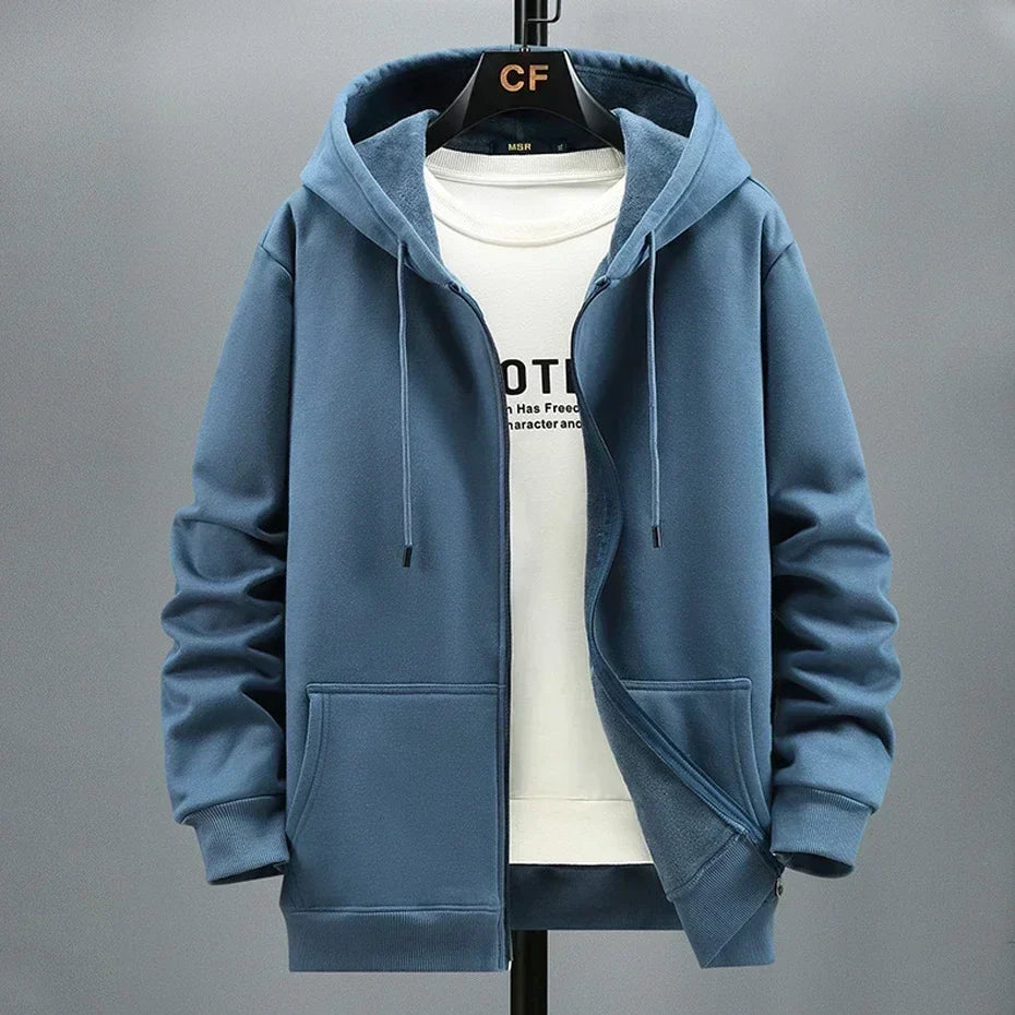Large Size Mens Zip Up Hooded Sweatshirt