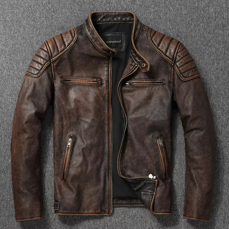 Genuine Leather Fur Trimmed Bomber Jacket - BritishElegance