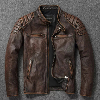 Genuine Leather Fur Trimmed Bomber Jacket - BritishElegance